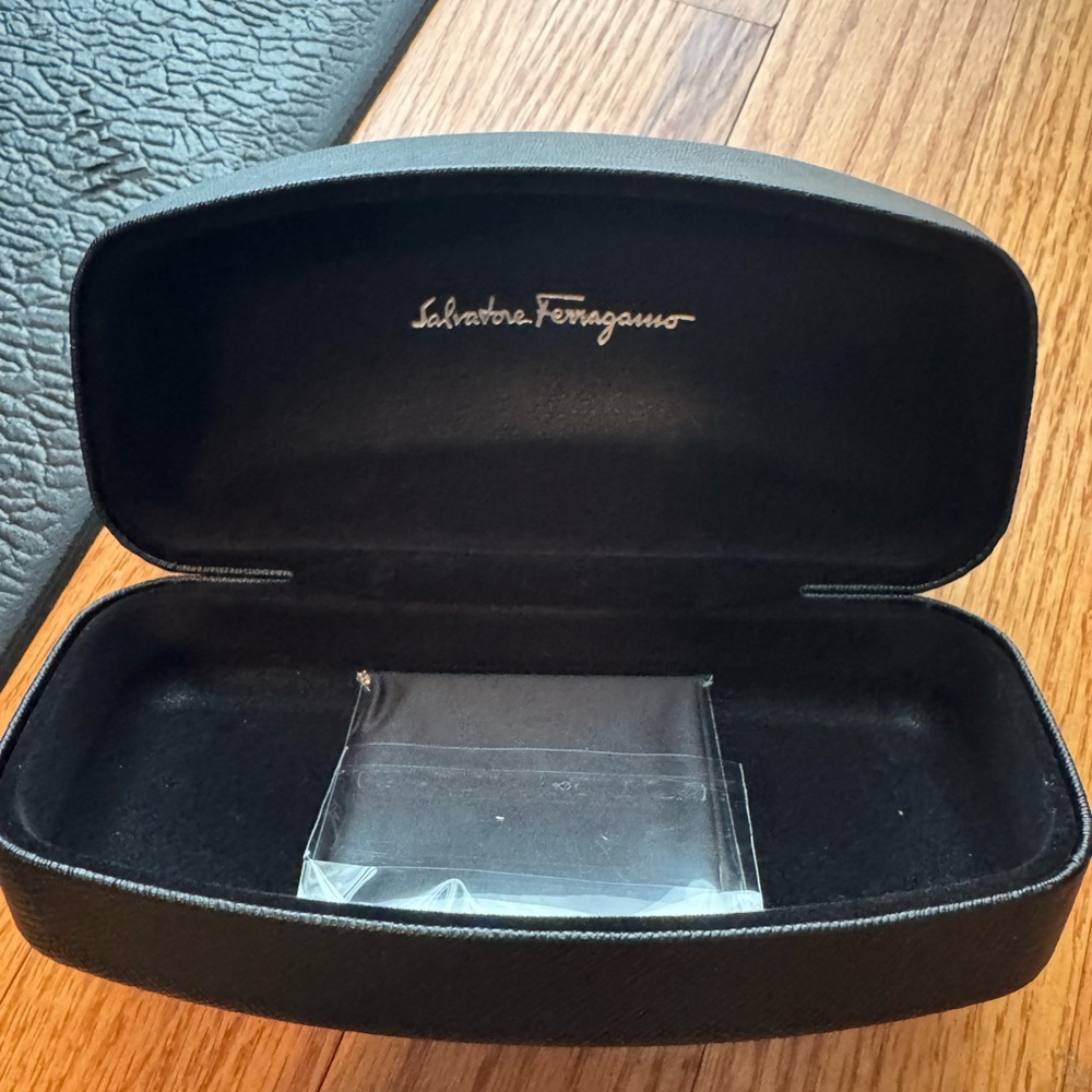 Salvatore Ferragamo Black Eyeglass Case with Logo